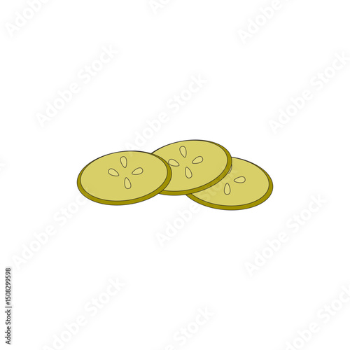 Green pickles cucumber vector illustration on white background