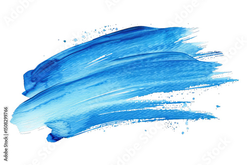 Azure Brush Stroke, Acrylic Paint Stain Element