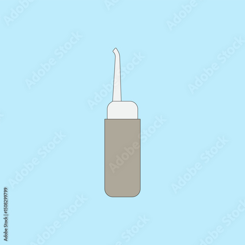 Oral irrigator vector illustration on blue background. Water flosser oral hygiene and dental care.