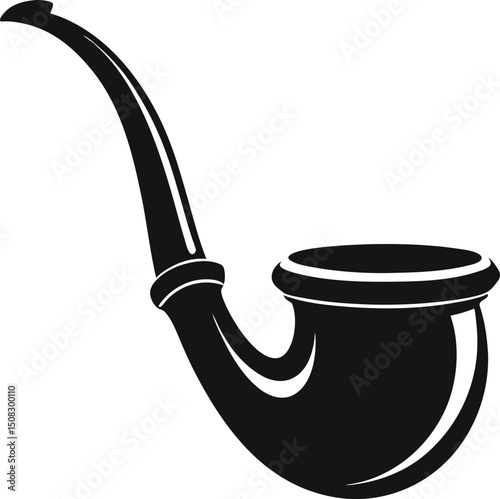 Vector tobacco pipe design, Black Smoking Pipe