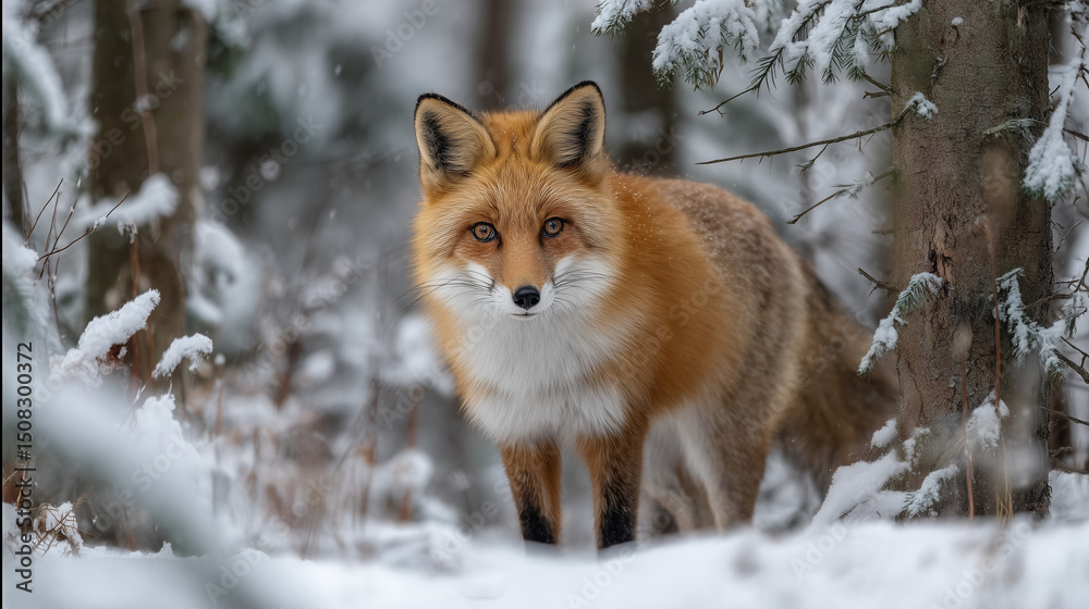 Obraz premium red fox in snow