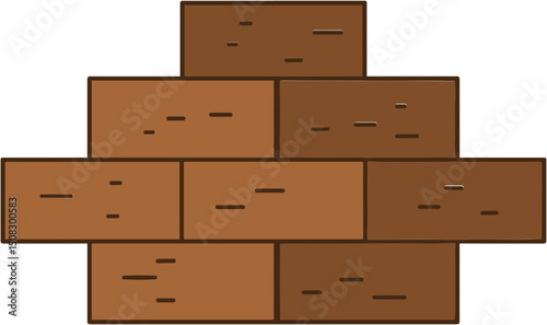 Stacked wooden planks in brown tones arranged in a pattern  