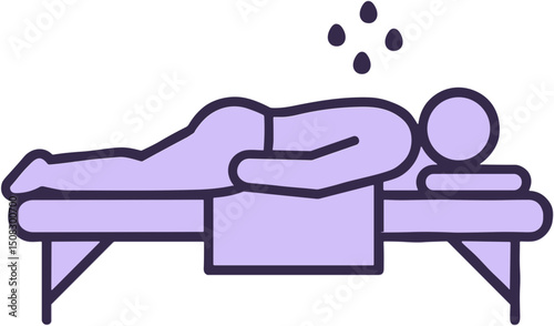 Relaxed person lying on massage table in spa salon setting  