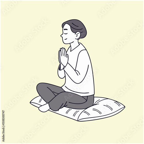 Meditation pose, Mindful Moments , Meditating Silhouette Vector 