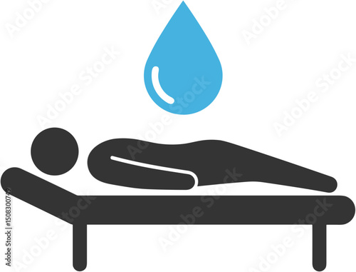 Spa treatment with person lying on massage table under droplet  