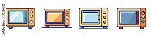 Microwave Flat Illustration – Simple Kitchen Appliance Vector in Flat Style