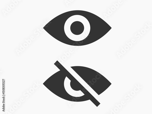 show and hidden content or password logo icon set. vector