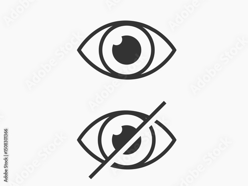 show and hidden content or password logo icon set. vector
