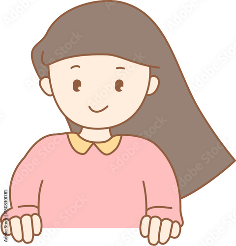 메시지와 함께 쓰기 좋은 - 긴 머리 여자 상반신