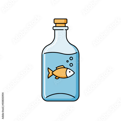 Fish trapped in bottle ocean pollution icon