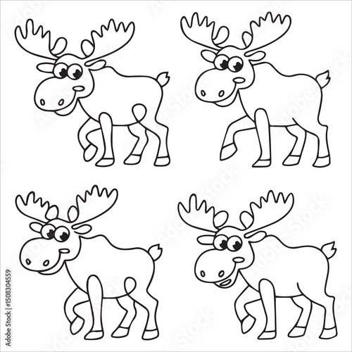 Cute Cartoon Moose Coloring Page