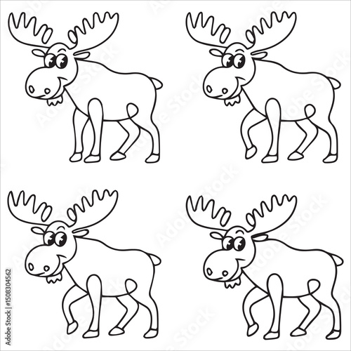 Cute Cartoon Moose Coloring Page