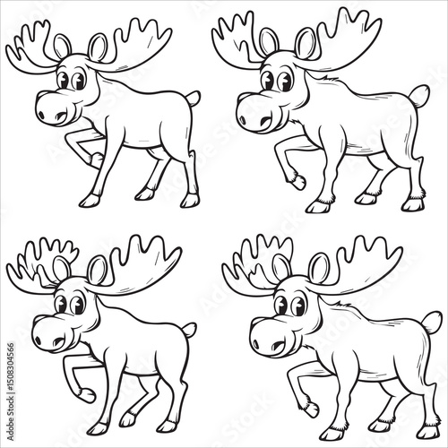 Cute Cartoon Moose Coloring Page