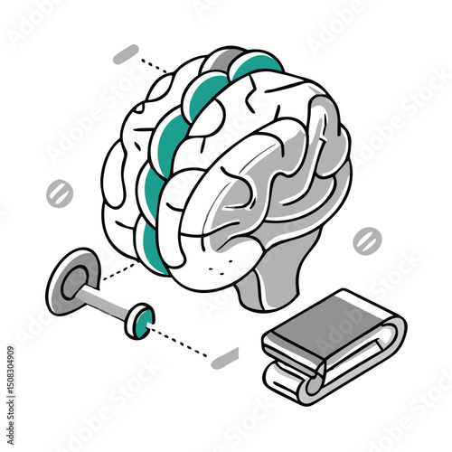 Brain Technology Icon for AI Concepts, Digital Learning, Educational Apps, Medical Interfaces, Cognitive Training Platforms and Mental Health Websites