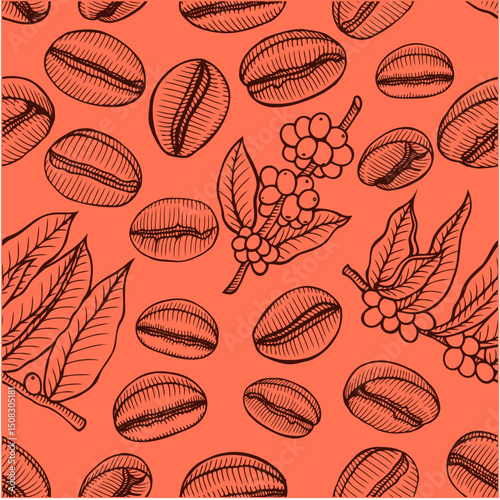seamless background with coffee beans