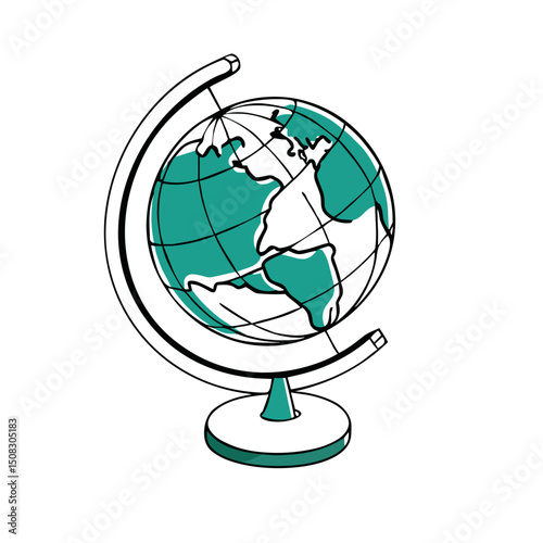 Globe Icon for International Websites, Travel Apps, Global Business Presentations, World Maps and Educational Geography Materials