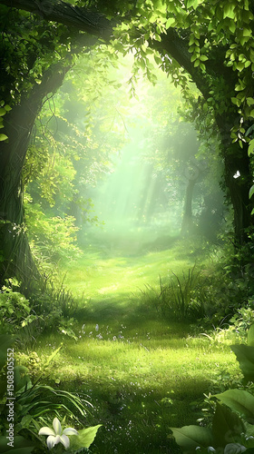Enchanted Green Forest Path
