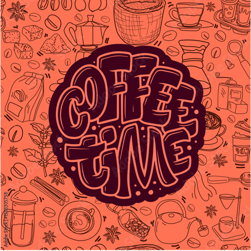 coffee pattern background image illustration