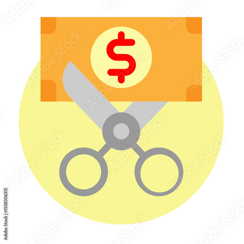 Cutting Costs Scissors Vector Flat Icon Design