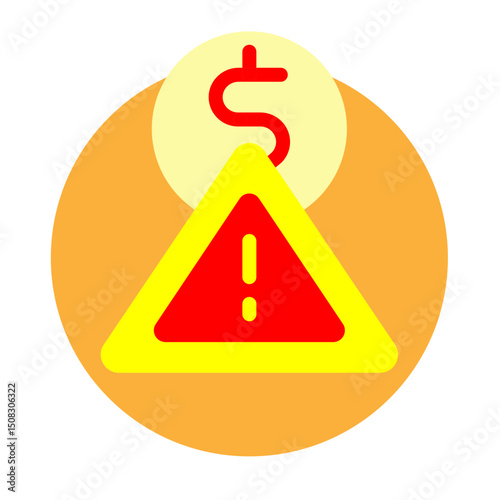 Cost Overrun Alert Vector Flat Icon Design