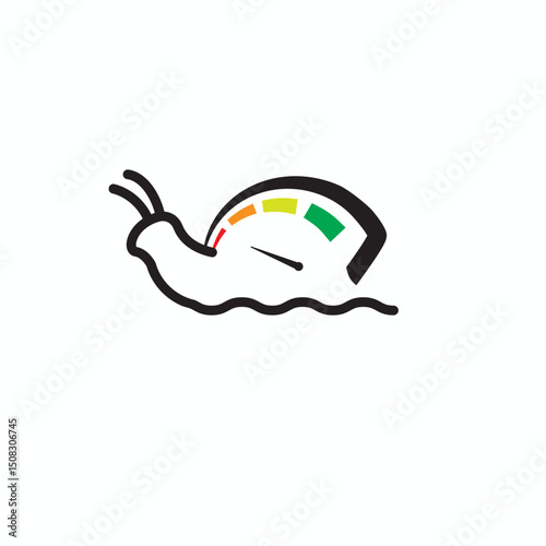 Speedometer Snail: A charming illustration of a snail integrated with a speedometer dial, creatively symbolizing the concept of slow but steady progress.