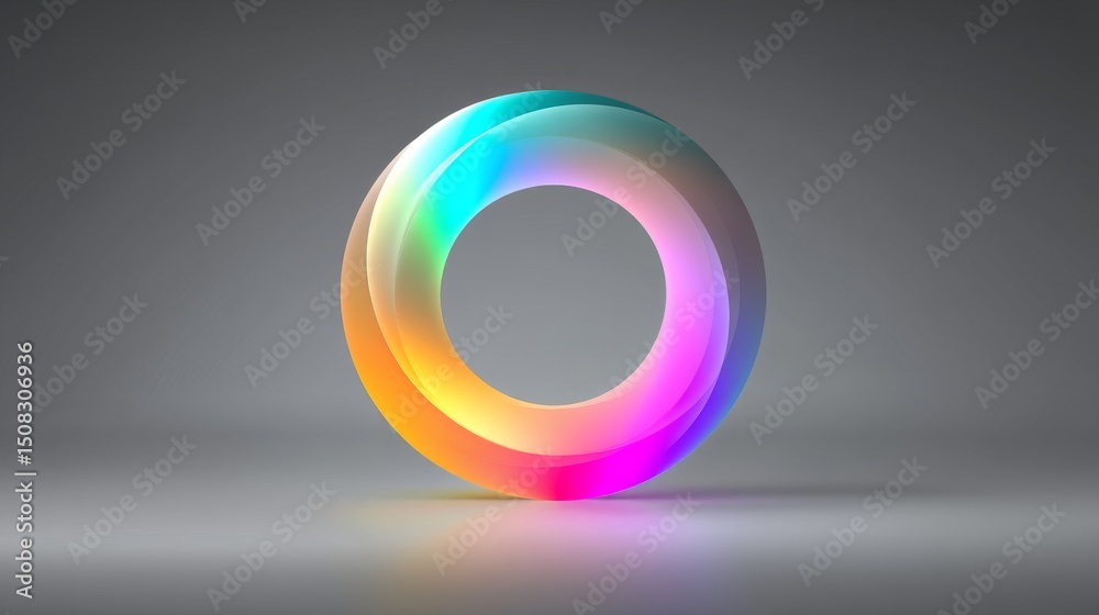 Obraz premium A vibrant, illuminated abstract shape displaying vivid colors and smooth curves.