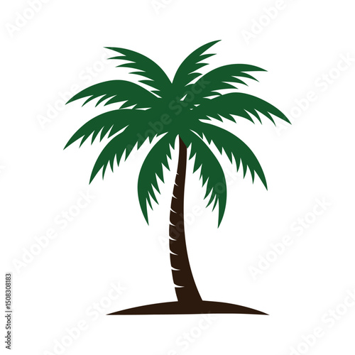 Tropical beach island palm tree silhouette vector illustration