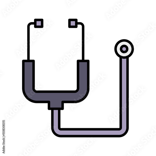Stethoscope Medical Tool Icon: Healthcare Diagnosis, Doctor's Instrument, Heartbeat Listener. Editable Vector for Clinic & Health