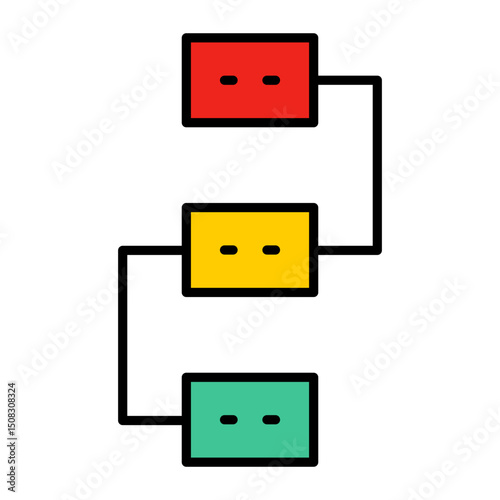 Workflow Process Diagram Icon: Business Management, Project Flowchart, Sequential Steps, Task Organization. Editable Vector for Planning & Strategy.