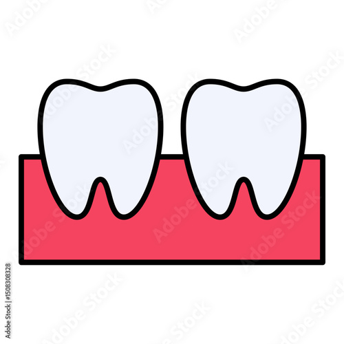 Healthy Teeth and Gums Icon: Dental Care, Oral Hygiene, Periodontology, Wisdom Teeth. Editable Vector for Dentistry & Health.