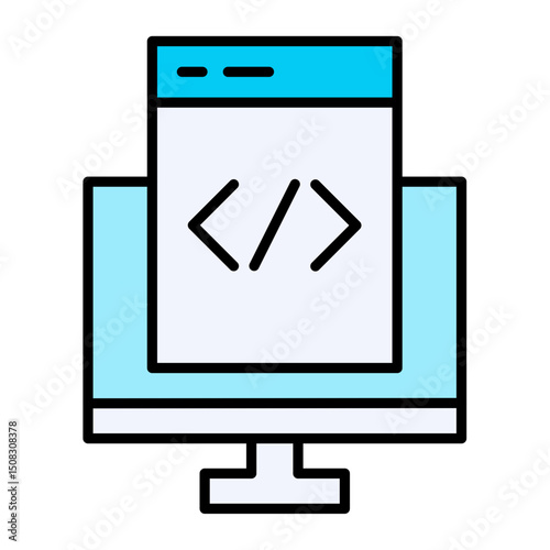 Frontend Web Development Icon: Coding, UI UX Design, Browser Programming, Responsive Website. Editable Vector for Digital Agencies & Tech
