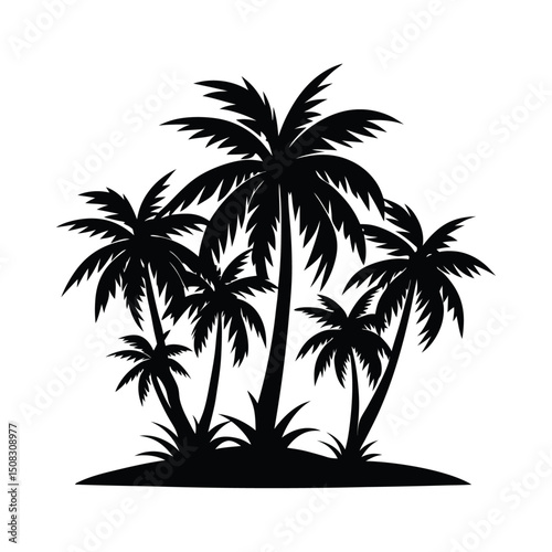 Tropical palm tree silhouette vector illustration capturing the essence of a beach island paradise at sunset