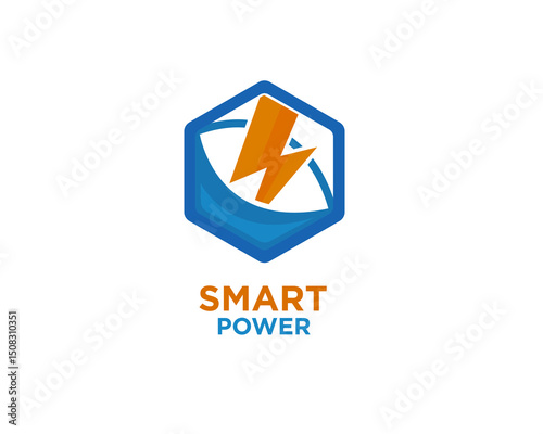 smart hexagon modern thunder power energy logo icon symbol design template illustration inspiration