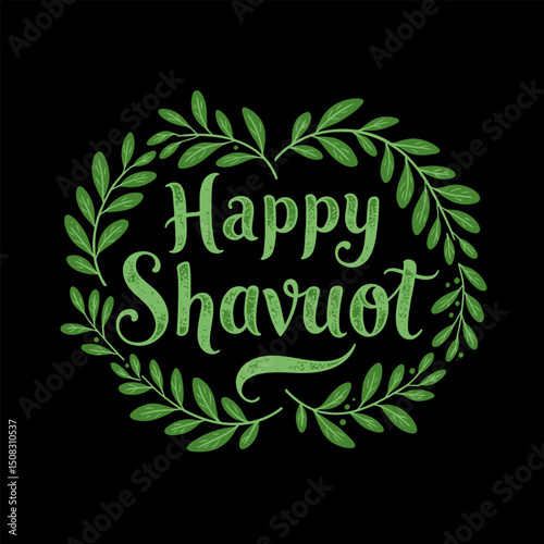 Vintage gold happy shavuot emblem design with wheat icon for elegant celebration invitations