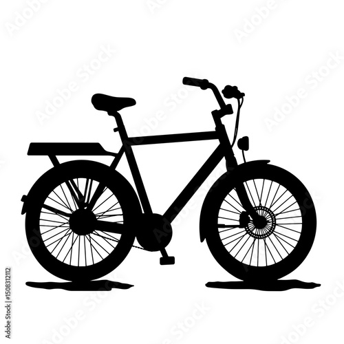 Silhouette of E-bike with Solar Panel Rack, Sustainable Transport Copyspace