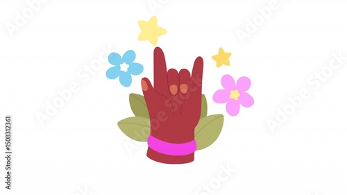 Hand With Flower Women's Day With Alpha Animated Stickers