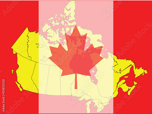 Canada flag standard shape color, Symbols of Canada template card,advertising ,promote, web design, magazine,vector illustration, top gold medal sport winner country, banner