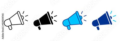 Megaphone Icon Set Multiple Style Vector Illustration