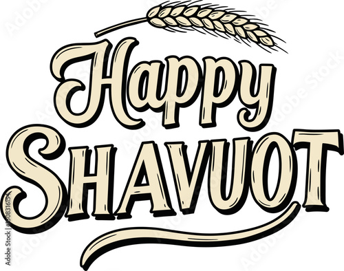 Happy shavuot white on black chalkboard design for religious festive poster or celebration card