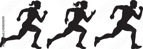 running man silhouette, runner silhouette, jogging silhouette, sprint silhouette, running athlete silhouette