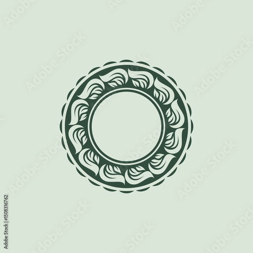 Circle Leaf Vector Illustration. Green Leaves Round Frame Design