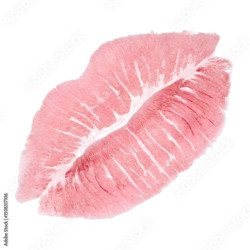 Soft Pink Colour Lipstick Kissing Mark Isolated on Transparent Background