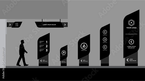 Exterior and interior signage template set corporate identity