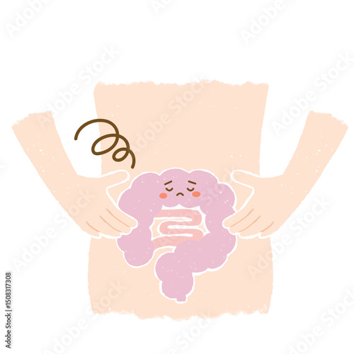 お腹の中の不調な腸のキャラクター