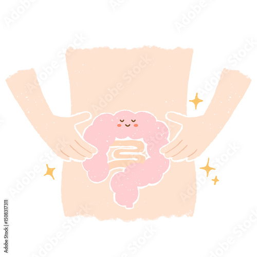 お腹の中のきれいな腸のキャラクター