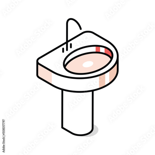 Well crafted isometric icon highlighting a stylish washbasin