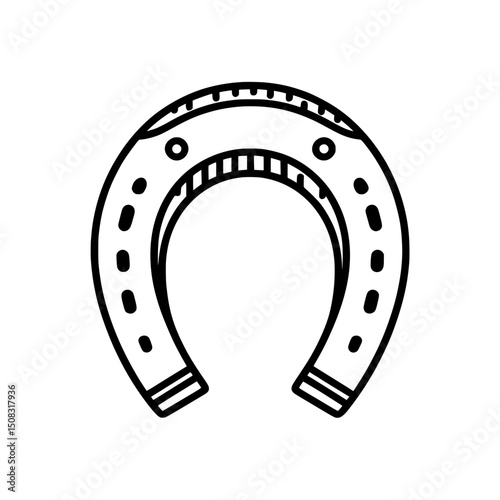 Line Art Horseshoe Outline on white background