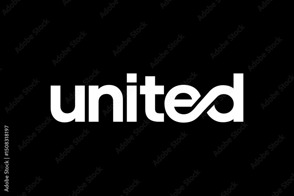 Fototapeta premium word united . modern minimalist geometric circular font with rounded edges.