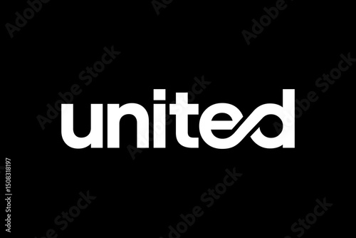 word united . modern minimalist  geometric circular font with rounded edges.