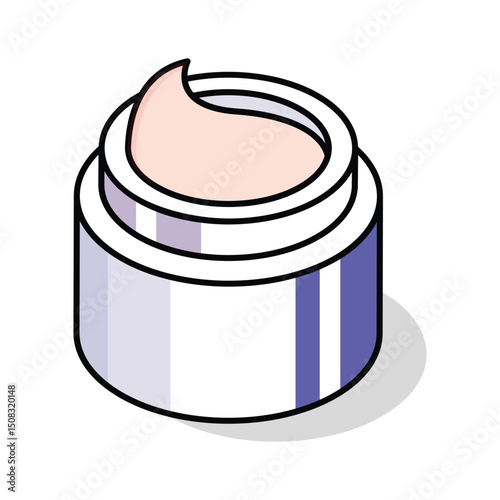 A modern isometric icon displaying moisturizer cream container